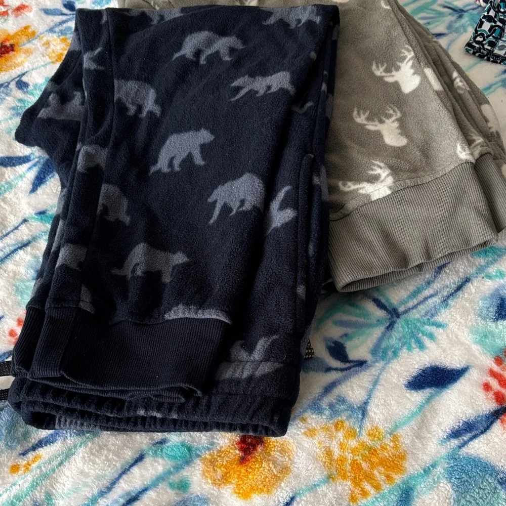 EUC Men’s Fleece Pajama Pants Set - Gray and Navy Falls Creek L